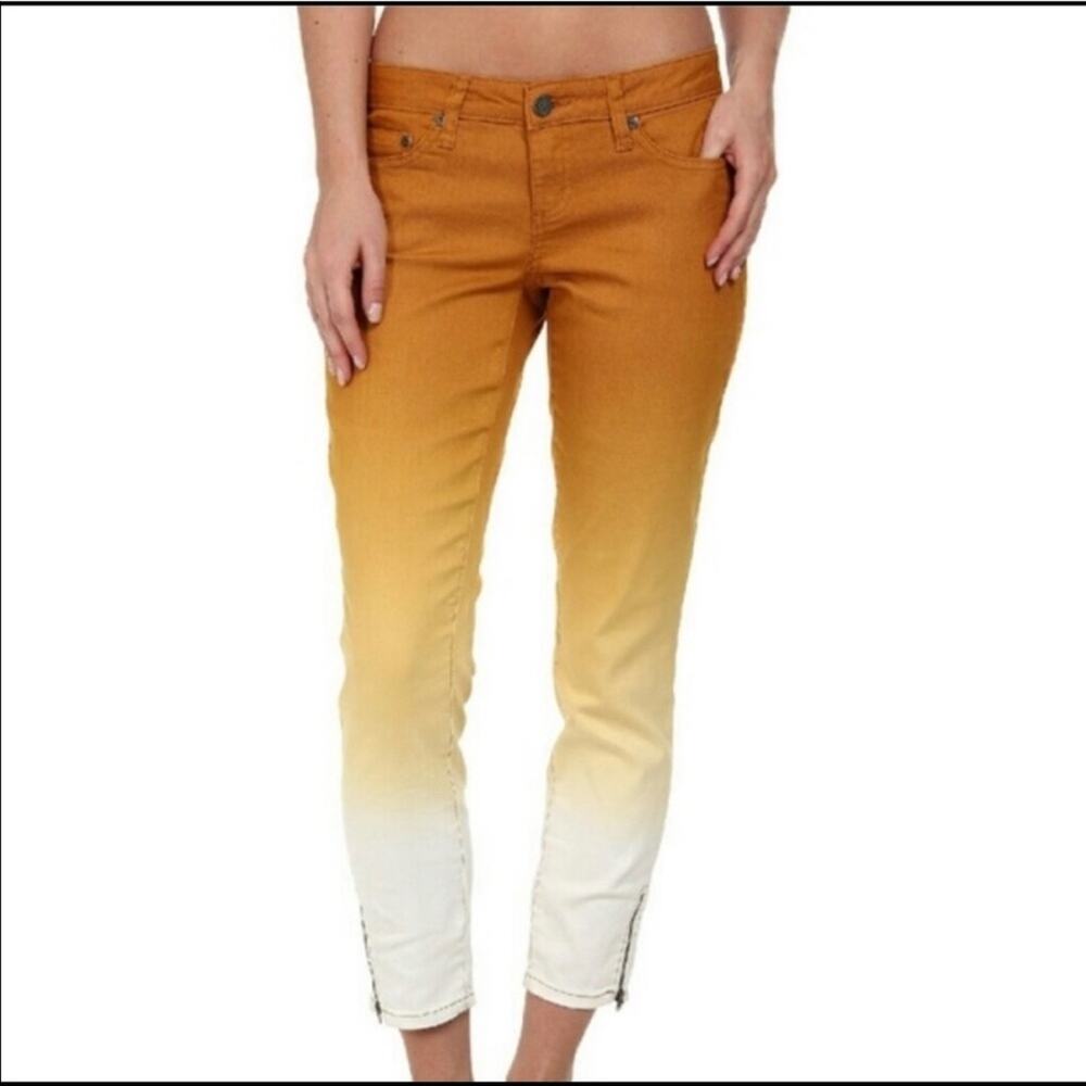PrAna Jett hombre dip dye ankle zip skinny capri cropped pants jeans, size 4/5